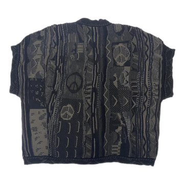 Pleteni bez rukava prsluk s okruglim izrezom, jacquard tkanina, uzorak Bitter Melon, slobodan kroj
