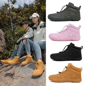 Петопръстни зимни обувки за навън, водоустойчиви, антихлъзгаща подметка, топли, горна част от памук, подметка от гума, усилена подплата