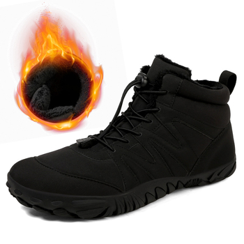 Петопръстни зимни обувки за навън, водоустойчиви, антихлъзгаща подметка, топли, горна част от памук, подметка от гума, усилена подплата