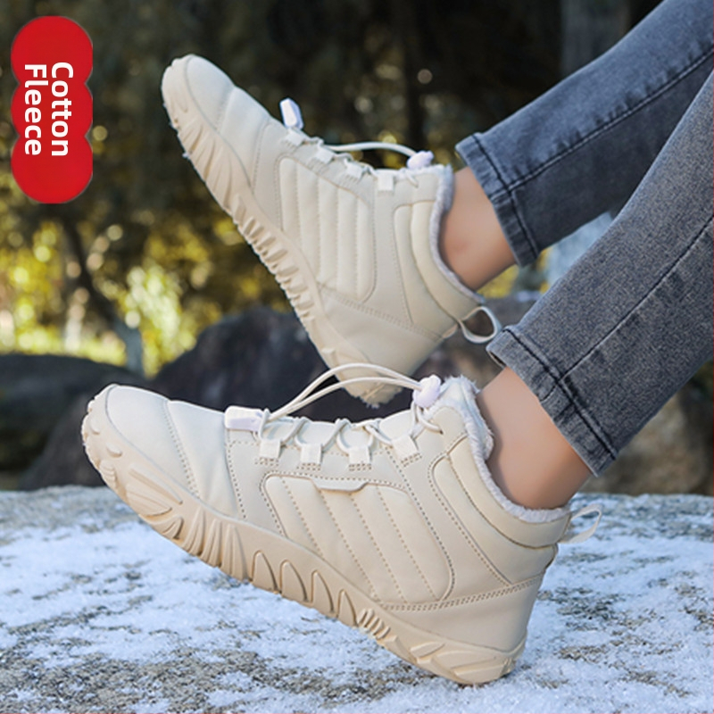 Петопръстни зимни обувки за навън, водоустойчиви, антихлъзгаща подметка, топли, горна част от памук, подметка от гума, усилена подплата