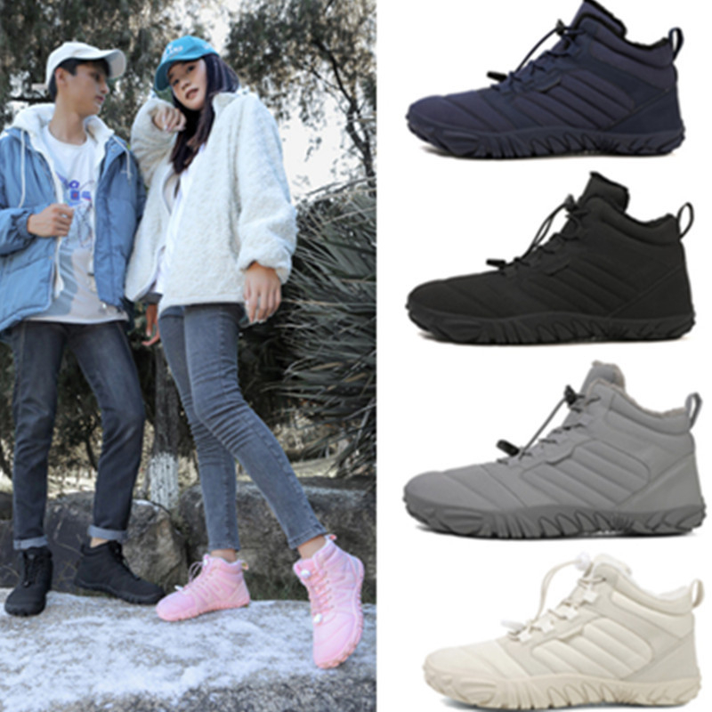 Петопръстни зимни обувки за навън, водоустойчиви, антихлъзгаща подметка, топли, горна част от памук, подметка от гума, усилена подплата