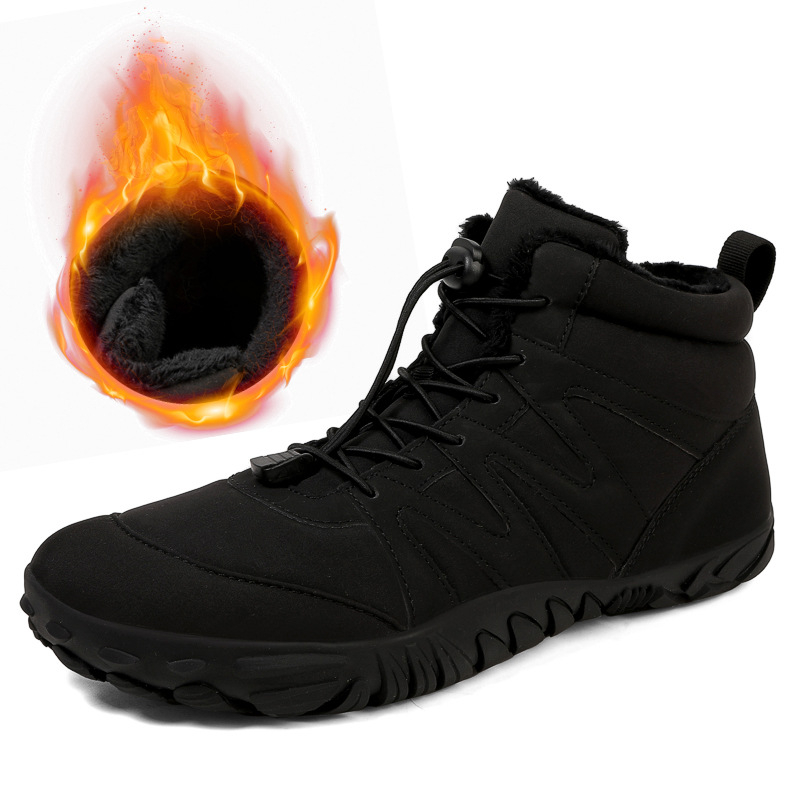 Петопръстни зимни обувки за навън, водоустойчиви, антихлъзгаща подметка, топли, горна част от памук, подметка от гума, усилена подплата