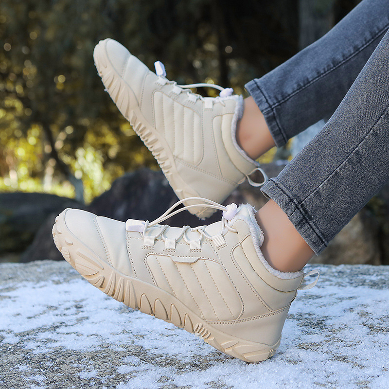 Петопръстни зимни обувки за навън, водоустойчиви, антихлъзгаща подметка, топли, горна част от памук, подметка от гума, усилена подплата