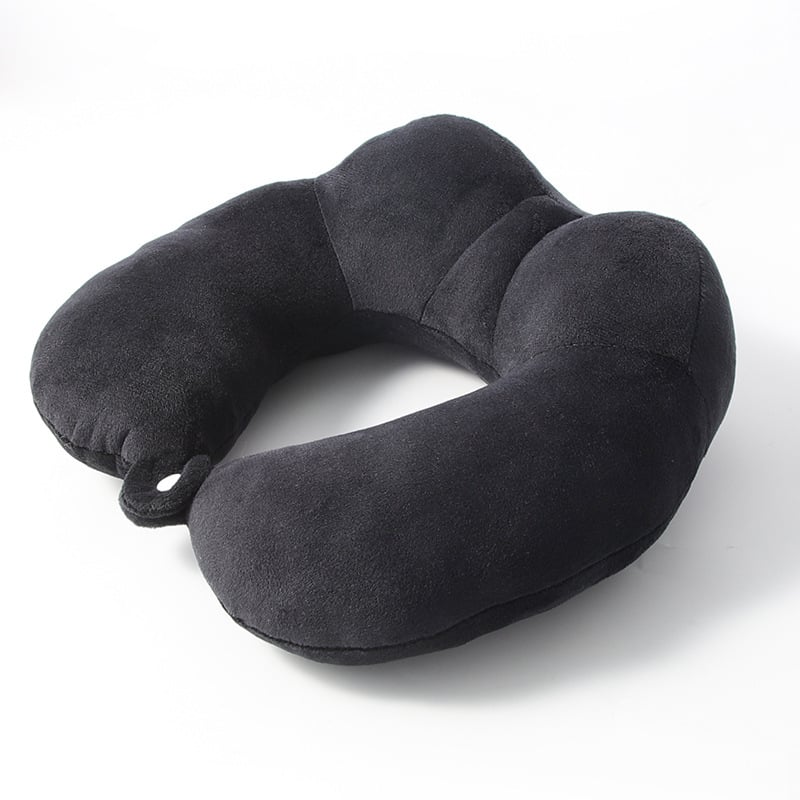 Baimei Pernă de călătorie în formă U pentru adulți – umplutură poliuretan, nucleu Crystal Velvet, husă 100% flanel, stil modern minimalist