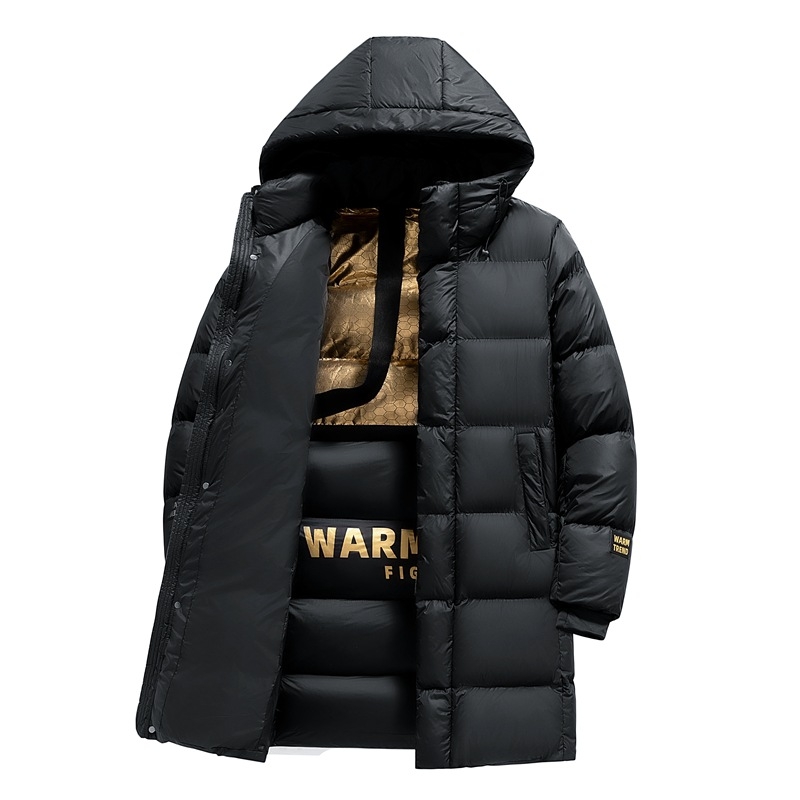 Muški kaput s kapuljom, debeli zimski kaput na zip, najlonska vanjska tkanina i poliester podstava