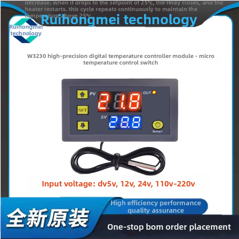 RHM W3230 Magas Pontosságú Digitális Hőmérséklet-vezérlő Modult, Forrasztott Szerelés, 5V/12V/24V DC vagy 220V AC