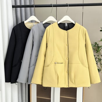 Дамско зимно яке, елегантен градски стил, полиестерен външен плат, полиестер-памучен пълнеж, зима 2025