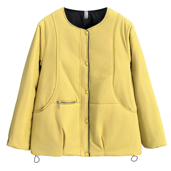 Дамско зимно яке, елегантен градски стил, полиестерен външен плат, полиестер-памучен пълнеж, зима 2025