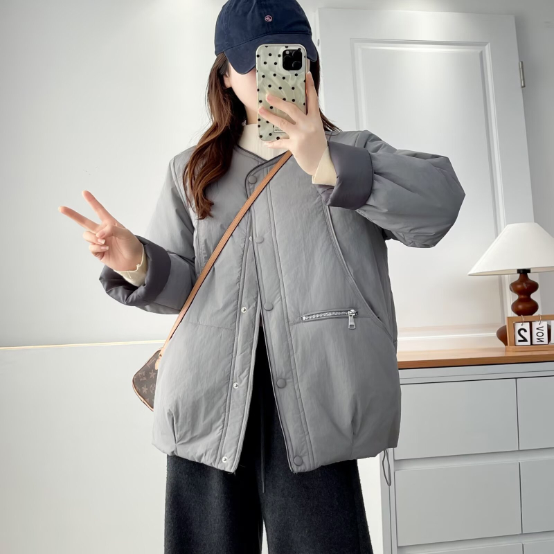 Дамско зимно яке, елегантен градски стил, полиестерен външен плат, полиестер-памучен пълнеж, зима 2025
