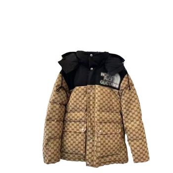 Muška zimska jakna s kapuljom, pamuk punjenje, jacquard tkanina, 3D patch džepovi, zatvarač