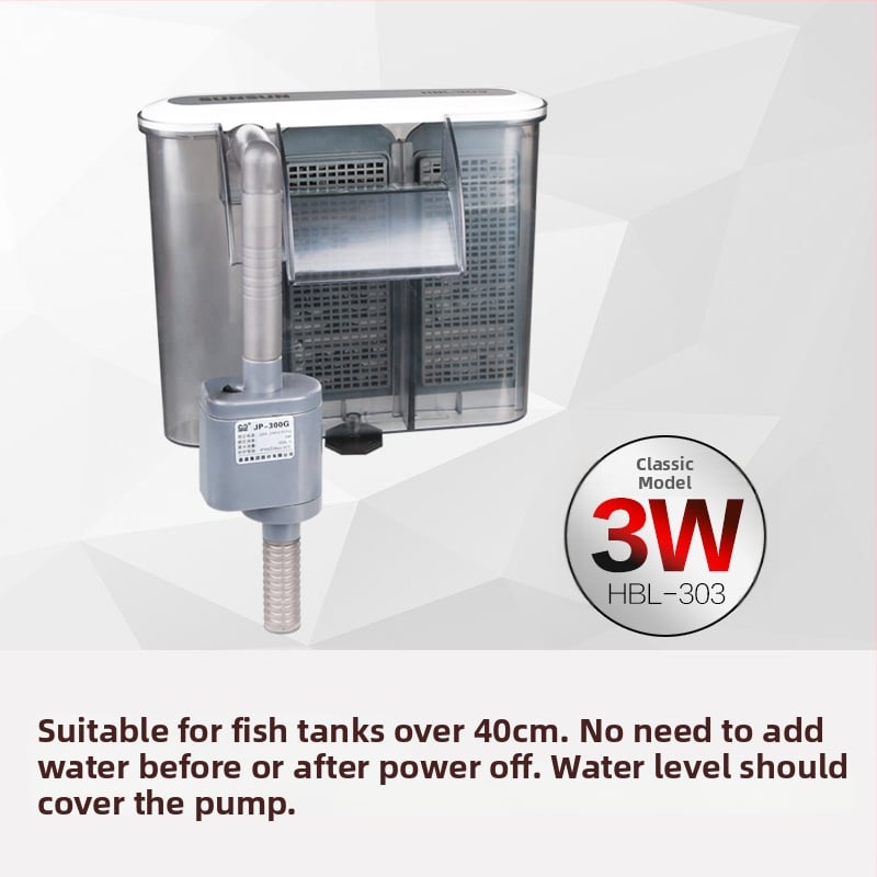 Стенно монтиран филтър с водопад, тройно в едно за външен аквариум – пластмасова конструкция (пластмасова; външен; три в едно; водопад)