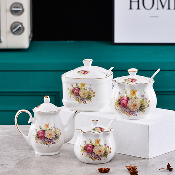 Σετ κεραμικών βάζων καρυκεύματος με χρυσή δαντέλα, κατάλληλα για στερεές καρυκεύσεις, δυνατότητα εκτύπωσης λογοτύπου, προσαρμογή, ποιότητα πρώτης τάξης