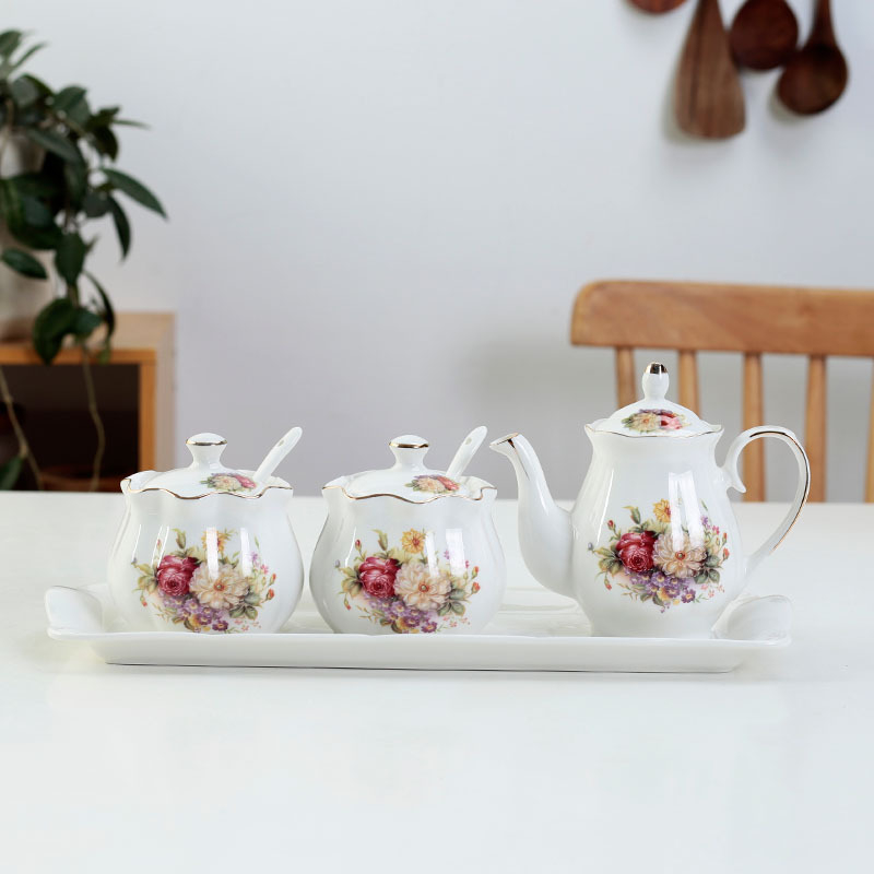 Σετ κεραμικών βάζων καρυκεύματος με χρυσή δαντέλα, κατάλληλα για στερεές καρυκεύσεις, δυνατότητα εκτύπωσης λογοτύπου, προσαρμογή, ποιότητα πρώτης τάξης