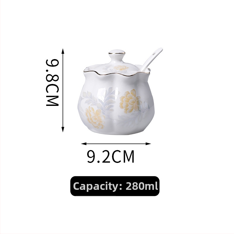 Σετ κεραμικών βάζων καρυκεύματος με χρυσή δαντέλα, κατάλληλα για στερεές καρυκεύσεις, δυνατότητα εκτύπωσης λογοτύπου, προσαρμογή, ποιότητα πρώτης τάξης