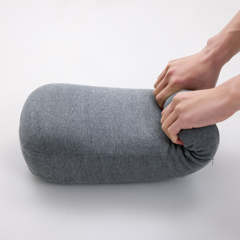 Портативна туристическа възглавничка за шия за къмпинг и офис (паметна пяна, памучно-вискозна тъкан, полиуретанов пълнеж, овална форма, двойно използване – мек/твърд)