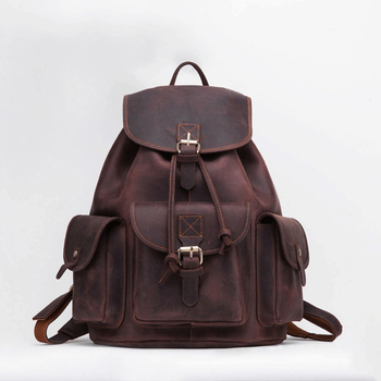 Külső használatra tervezett bőr hátizsák, nagy kapacitású 20–35 L, lélegző, belső bélés disznó bőr, ívelt vállpántok