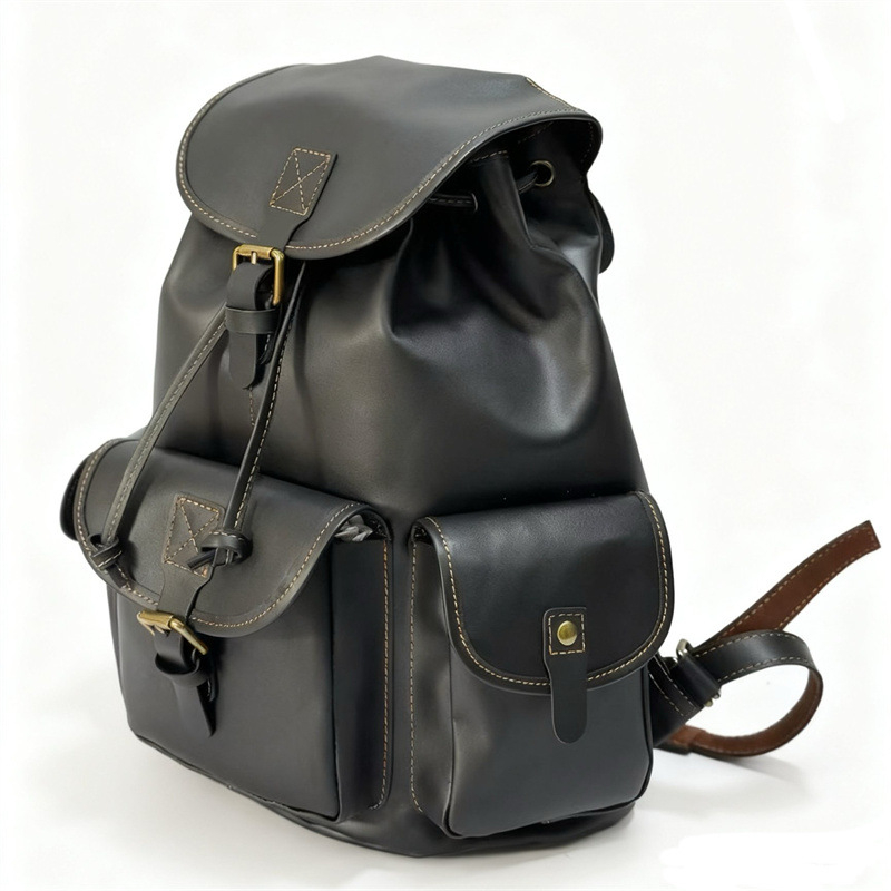 Külső használatra tervezett bőr hátizsák, nagy kapacitású 20–35 L, lélegző, belső bélés disznó bőr, ívelt vállpántok