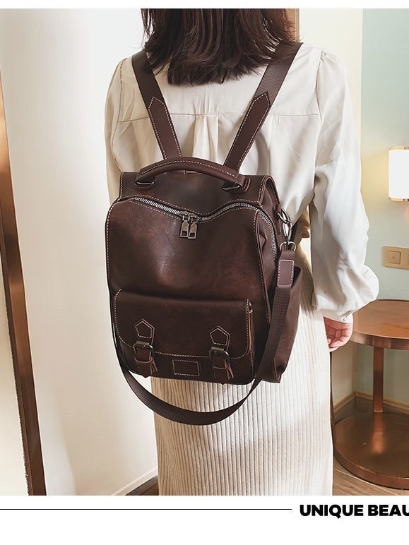 PU női hátizsák, Spring 2024, zárás: zipzár, belső zseb ID-kártyával és zipzáras rekesz, belső elválasztók, nagy kapacitású utazáshoz