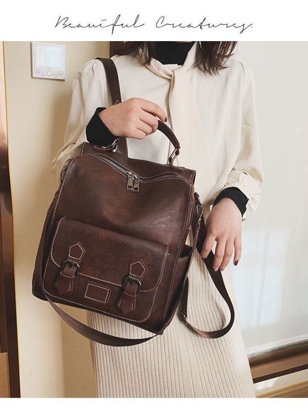 PU női hátizsák, Spring 2024, zárás: zipzár, belső zseb ID-kártyával és zipzáras rekesz, belső elválasztók, nagy kapacitású utazáshoz