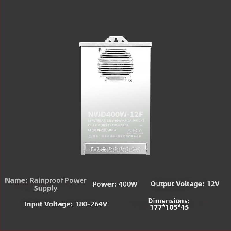 Park Sen vodootporno napajanje pretvarač, izlaz 12V 400W, ulaz 24V, IP45 zaštita, učinkovitost 90%