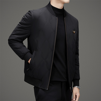 Férfi baseball galléros bélelt dzseki, külső anyag nylon 85%, töltet poliészter, bélés poliészter, cipzáras záródás