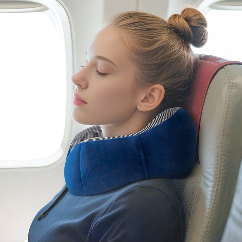 Perne de gât în formă de U pentru călătorii, spumă memory, țesătură moale și elastică, design modern minimalist, pentru adulți