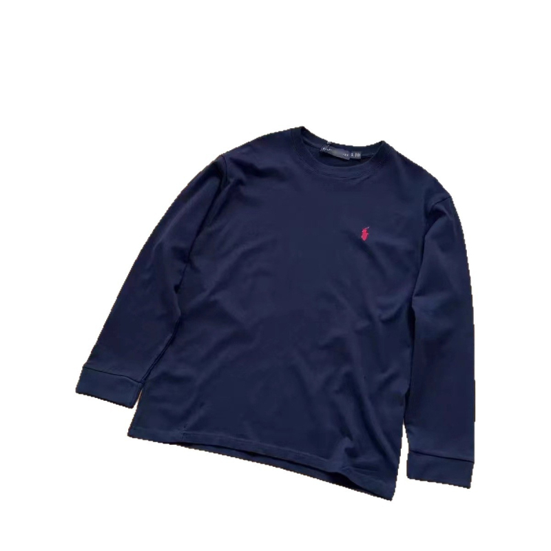 Тениска с дълъг ръкав от чист памук, кръгло деколте, с лого на марката, тегло 180–250 г