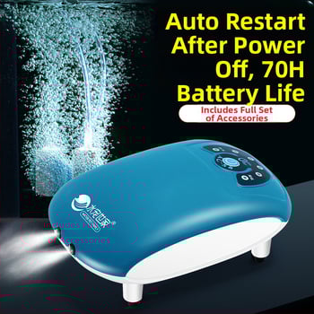 Портативна кислородна помпа с литиева батерия, безшумна, AC/DC захранване, за открит риболов