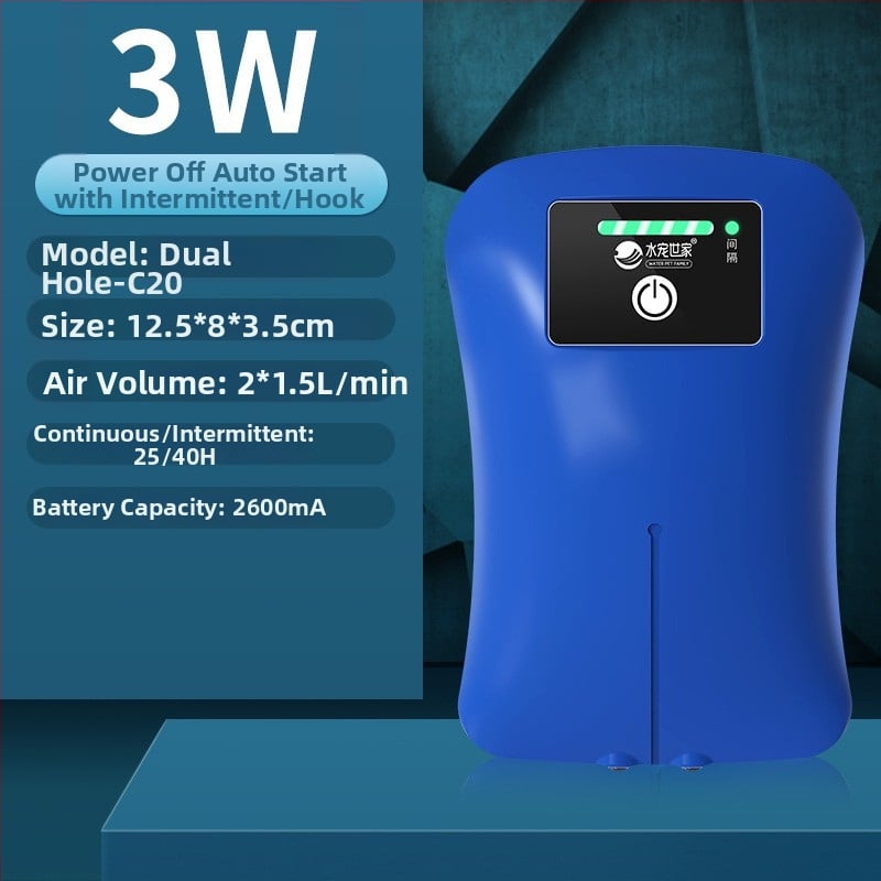 Портативна кислородна помпа с литиева батерия, безшумна, AC/DC захранване, за открит риболов