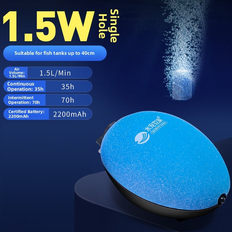 Портативна кислородна помпа с литиева батерия, безшумна, AC/DC захранване, за открит риболов