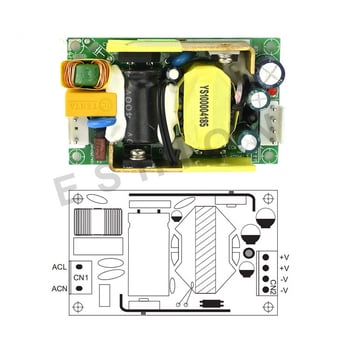 Захранващ модул с превключващ режим, вход 100-264VAC/DC, изход 3.3-36V, 0-1.6A, номинална мощност 33-54W, ефективност 79-89%