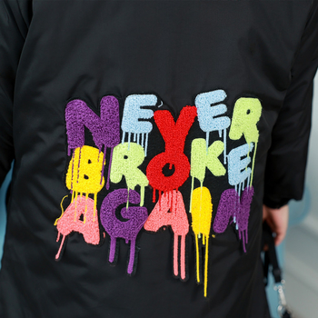 Корейски стил зимно памучно яке с пухена яка, дълго, свободен силует, едноцветно, 90-95% памук