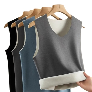 Muški termalni prsluk s V-izrezom, fleece podstava, bez šavova, slim-fit kroj, poliester tkanina