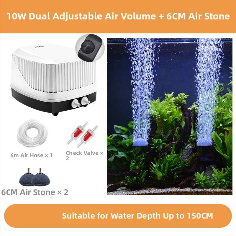 Диафрагмена аквариумна помпа за кислород, висок въздушен поток, тихо функциониране (≤35 dB), регулируема скорост, AC захранване, тегло 1,5 кг, OEM/ODM поддръжка, лиценз за частна марка