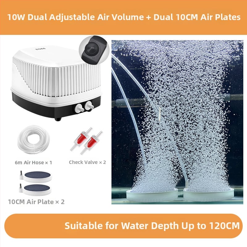 Диафрагмена аквариумна помпа за кислород, висок въздушен поток, тихо функциониране (≤35 dB), регулируема скорост, AC захранване, тегло 1,5 кг, OEM/ODM поддръжка, лиценз за частна марка