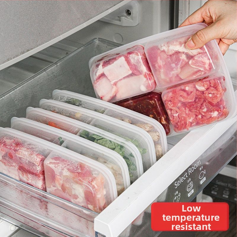 Box na delenie mrazeného mäsa do mrazničky – potravinárska plastová nádoba, prenosná a tesniaca
