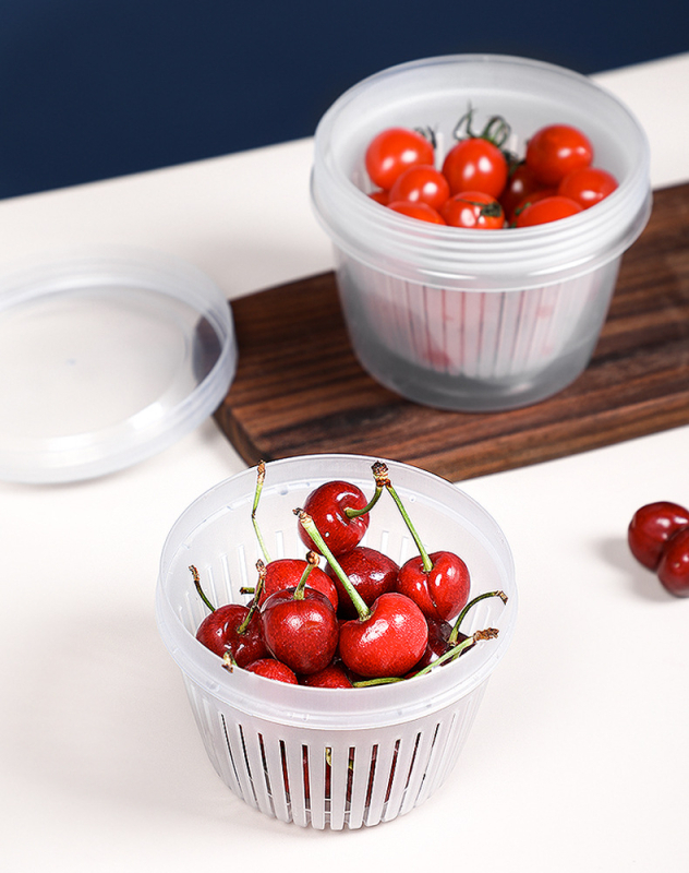Kružni set kutija za čuvanje svježine s poklopcima i odvodom, PP plastika, kapacitet 301–500 ml, model 4166