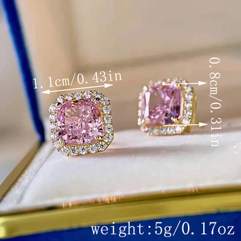 Bakrene naušnice s kubičnim cirkonijem, geometrijski dizajn, čelične ušne igle, lagani luksuz za žene