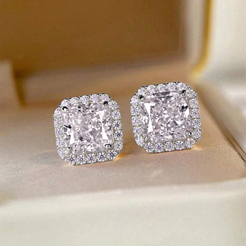 Bakrene naušnice s kubičnim cirkonijem, geometrijski dizajn, čelične ušne igle, lagani luksuz za žene