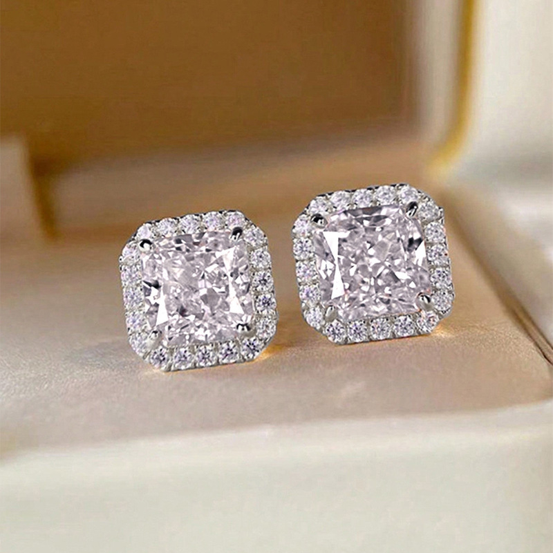 Bakrene naušnice s kubičnim cirkonijem, geometrijski dizajn, čelične ušne igle, lagani luksuz za žene