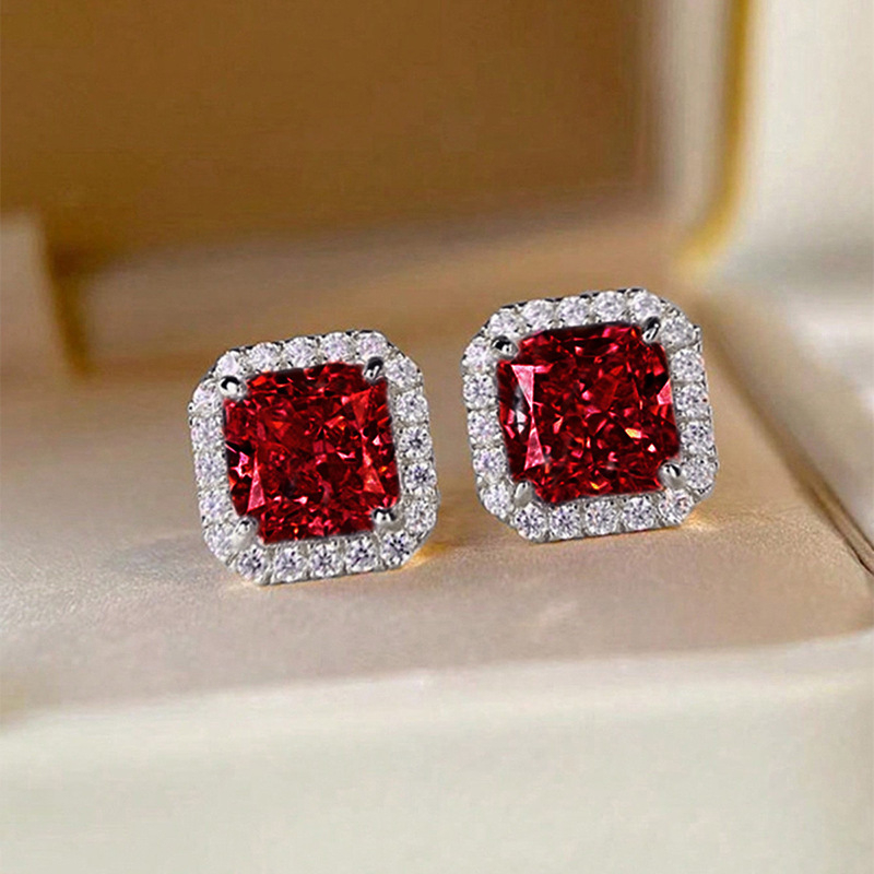 Bakrene naušnice s kubičnim cirkonijem, geometrijski dizajn, čelične ušne igle, lagani luksuz za žene