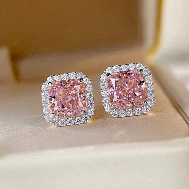 Bakrene naušnice s kubičnim cirkonijem, geometrijski dizajn, čelične ušne igle, lagani luksuz za žene