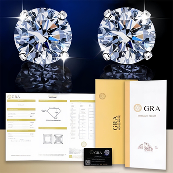 Moissanitne naušnice s četiri kandže, srebrno obložene za žene, umjetni dijamant, bakrena ušna igla, dizajn mašna