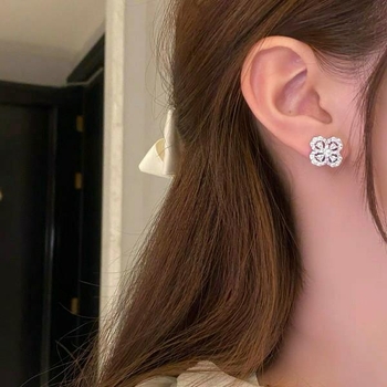 Naušnice s četverolisnim djetelinom, bakrene, elektroplatiranje, INS stil, za žene