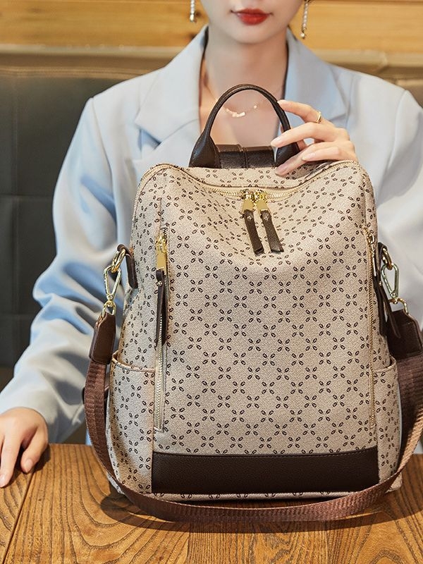 Gulizi ženski ruksak, velik kapacitet, crossbody nošenje, PVC, zatvarač, unutarnji džep s džepom za mobitel