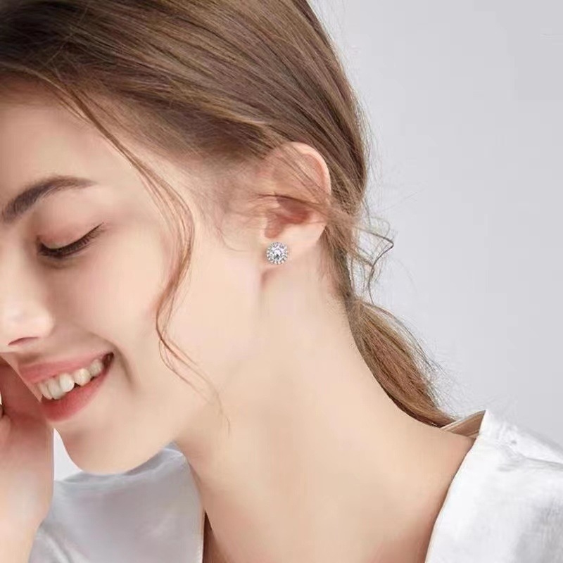 Naušnice od bakra s cirkonima, geometrijski dizajn, Huiyi branda, stil Japan i Koreja, za žene