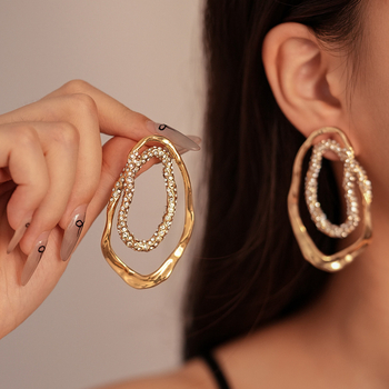 Naušnice - geometrijski dizajn, legura, elektroplatirano, čelične igle