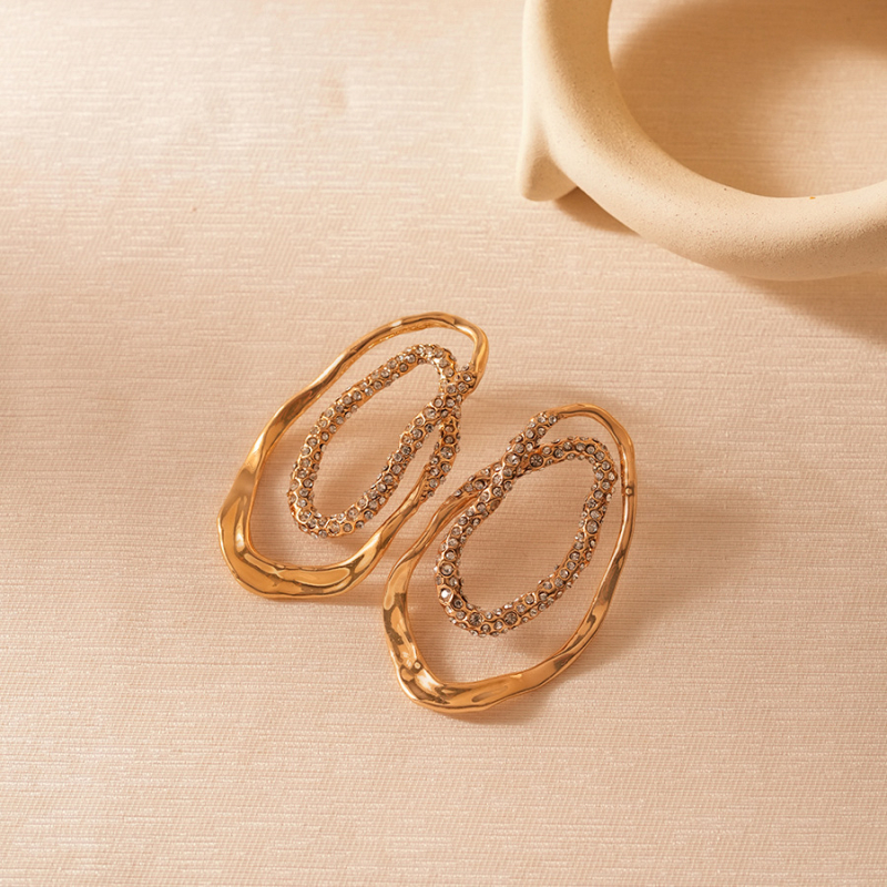 Naušnice - geometrijski dizajn, legura, elektroplatirano, čelične igle