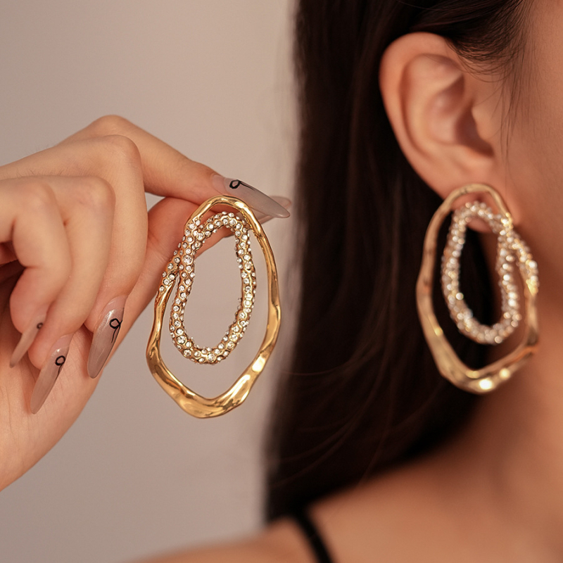 Naušnice - geometrijski dizajn, legura, elektroplatirano, čelične igle