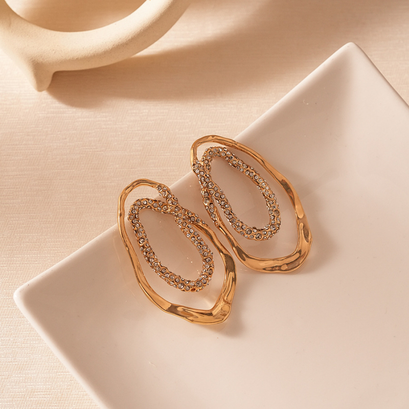 Naušnice - geometrijski dizajn, legura, elektroplatirano, čelične igle